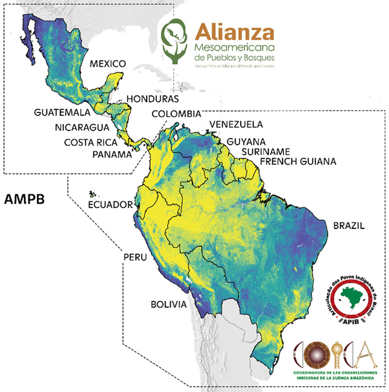 Map of Mexico, Central and South America