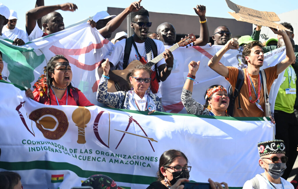 Indigenous peoples and local communities during the Climate March at COP27 in Egypt