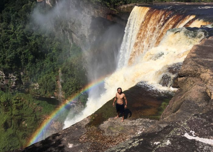 Michael McGarrell stands at the top of Kaieteur Falls