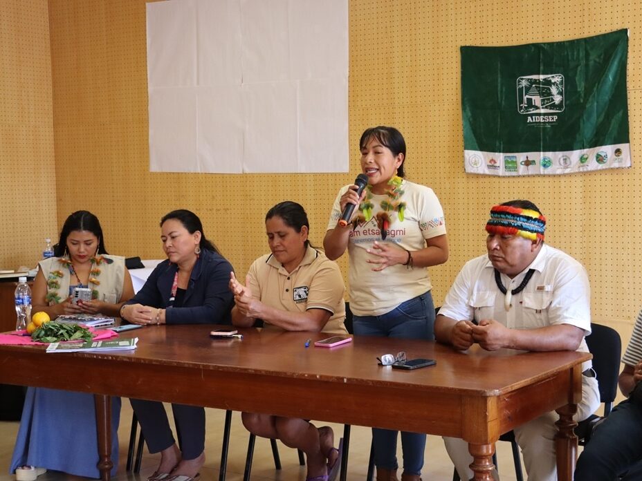 Indigenous Communities Lead Climate Adaptation Strategies in the Peruvian Amazon 2 An Indigenous woman leader speaks during the event