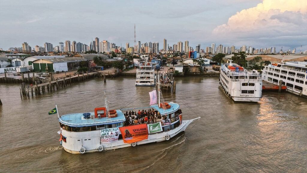 The Yakumama Amazon Flotilla arriving in Belém do Pará for COP30