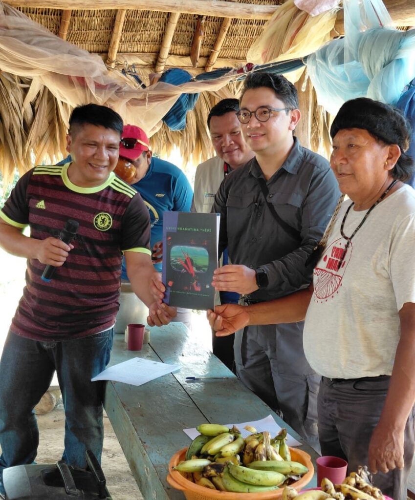 Fall 2026 Newsletter 5 From left to right: Edmilson Ye’kwana; Eloy Terena, Brazil’s Minister of Indigenous Peoples; and Yanomami leader Davi Kopenawa visit the monitoring hub.