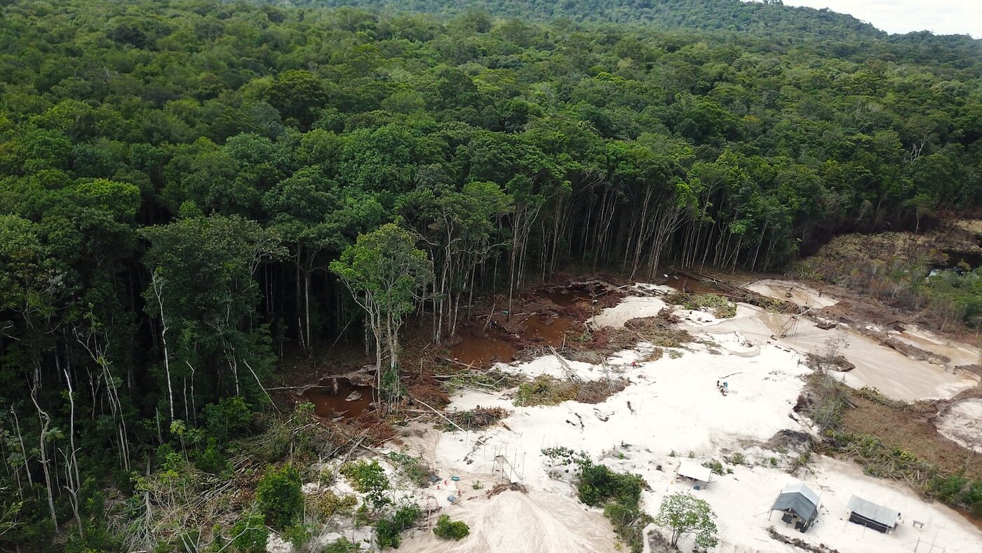 Gold mining in the Amazon rainforest, Guyana.